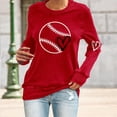 thumbnail image 2 of Holzkary Baseball Sweatshirt Women Spring Baseball Print Crew Neck Loose Casual Top Hoodie Baseball Mom Sweatshirt Funny Game Day Baseball Pullover Tops Casual Graphic Ball Long Sleeve Tee Top Red L, 2 of 4