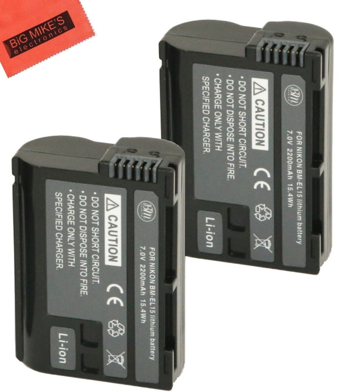 BM Premium 2 Pack of ENEL15 Batteries for Nikon 1 V1, D500, D600, D610