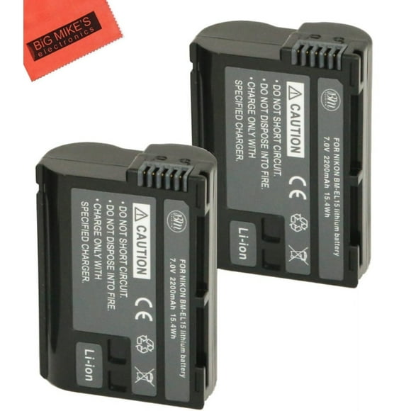 BM Premium 2 Pack of EN-EL15 Batteries for Nikon 1 V1, D500, D600, D610, D750, D800, D800E, D810, D810A, D850, D7000, D7100, D7200,D7500 Digital SLR Camera