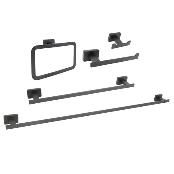 Chicago Series Black Bathroom 5 Piece Accessory Set