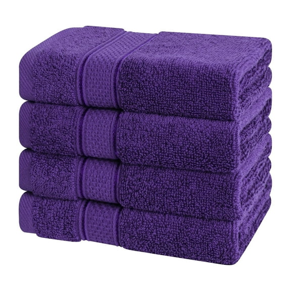 American Soft Linen , Salem Luxury 4 Pack Washcloth Set, 0 Soft Cotton, 13 x 13 Washcloths Purple