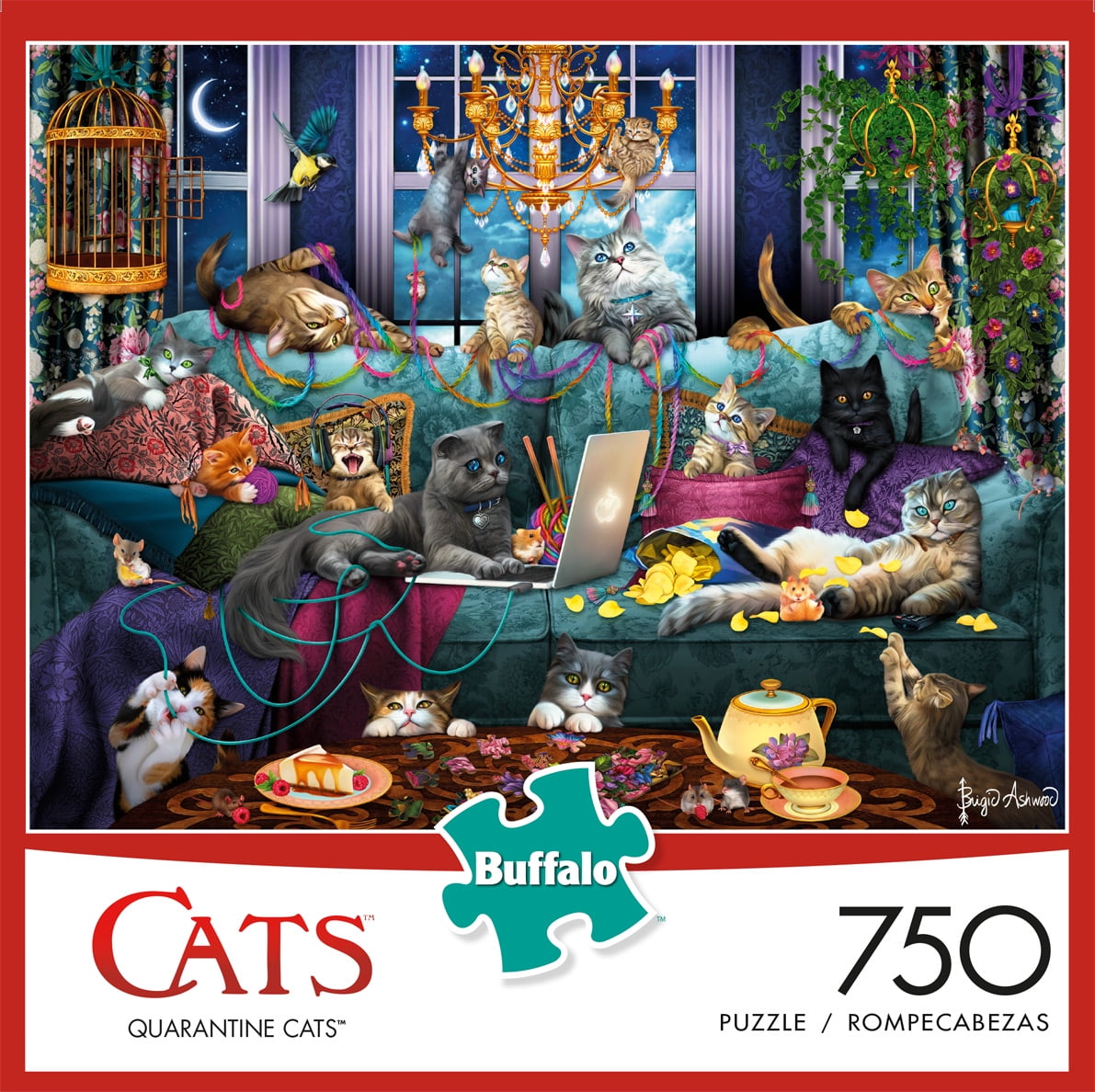 Buffalo Games Cats Evening Tea and Tales 750 Piece Puzzle 1884 