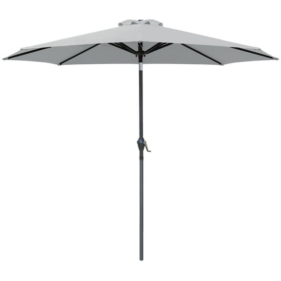 Lacoo 9' Grey Patio Umbrella Outdoor Market Table Umbrella with Push Button Tilt, 8 Sturdy Ribs