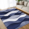 thumbnail image 4 of 5x8Ft Area Rugs Navy Blue Non-Skid Rubber Backing Large Rectangle Rugs - Living Room Bedroom Home Office, Modern Moire Abstract Ripple Geometric Indoor Floor Mat Carpets Washable Rug, 4 of 9