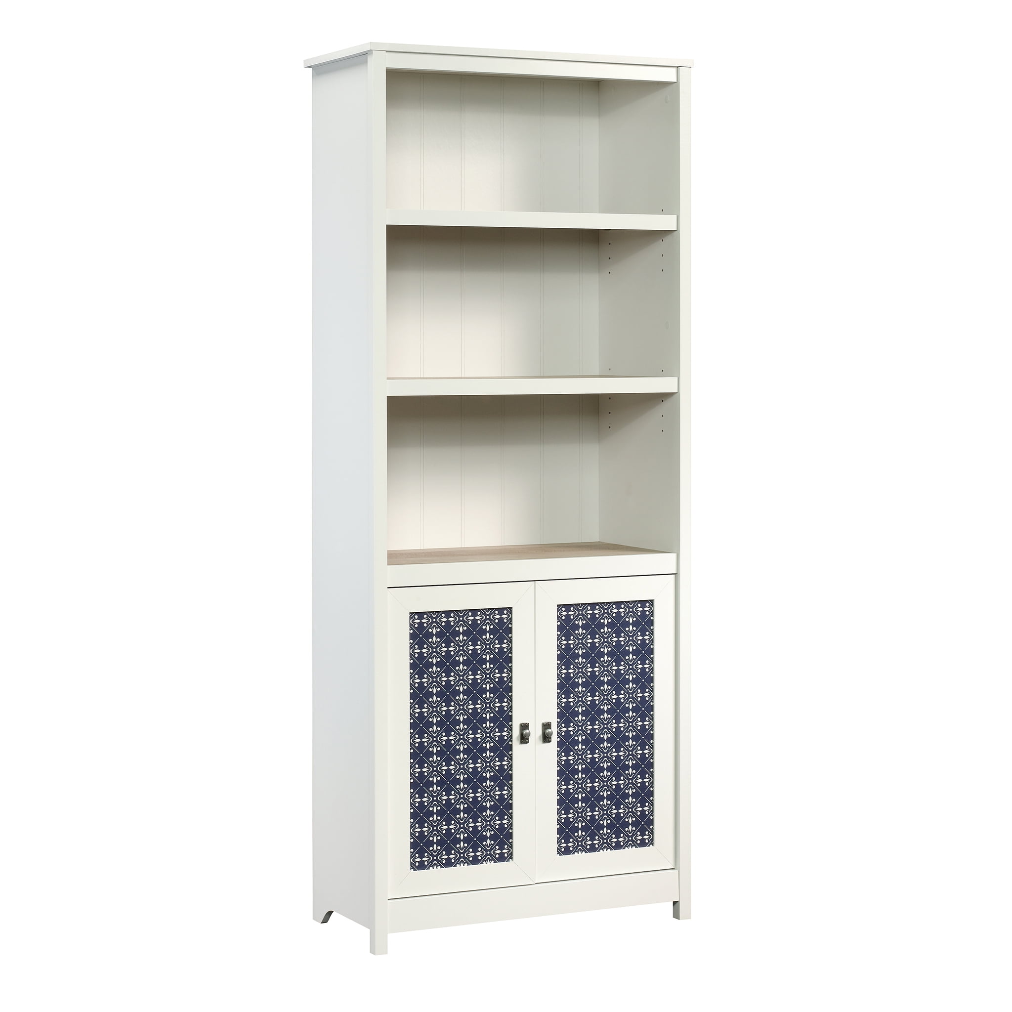 Sauder Cottage Road Library With Doors Soft White Finish
