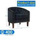 thumbnail image 5 of Barrel Accent Chair for living room, Modern Velvet Club Barrel Chair Comfy Reading Armchair for Bedroom, Black, 5 of 6