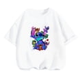 thumbnail image 2 of Linda camiseta con estampado de Stitch para niñas, camiseta de dibujos animados de Disney para niños, camisetas casuales de verano de manga corta para niños, camiseta deportiva para niño, traje de cam, 2 of 5