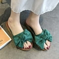thumbnail image 2 of Anuirheih Slip on Sandals Women,Women's Summer Casual Fashion Suede Bowknot Flip-flops Flat Beach Slippers(Green), 2 of 3