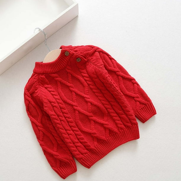 Cowsor Toddler Neck Ribbed Knit Sweater Baby Boys Girls Fall Winter Cozy Soft Warm Pullover Chunky Striped Sweatshirt