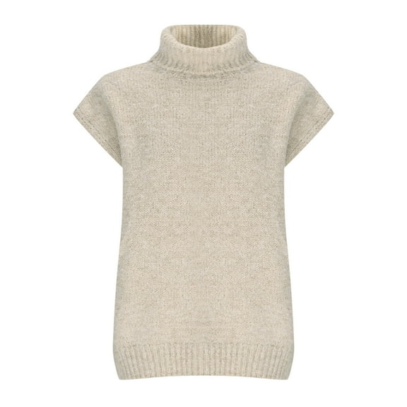 Zedker Elegant Women'S Turtleneck Pullover Sweaters,Casual Short Sleeve Chunky Knitted Sweatshirts,Classc Loungewear Tops for Fall Winter,Khaki,Free Size
