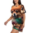 thumbnail image 2 of Lsque Colorful Leaf Chihuahua Women's Short-Sleeved Pajama Set - 2 Piece Soft and Lightweight Sleepwear Set-XX-Large, 2 of 9