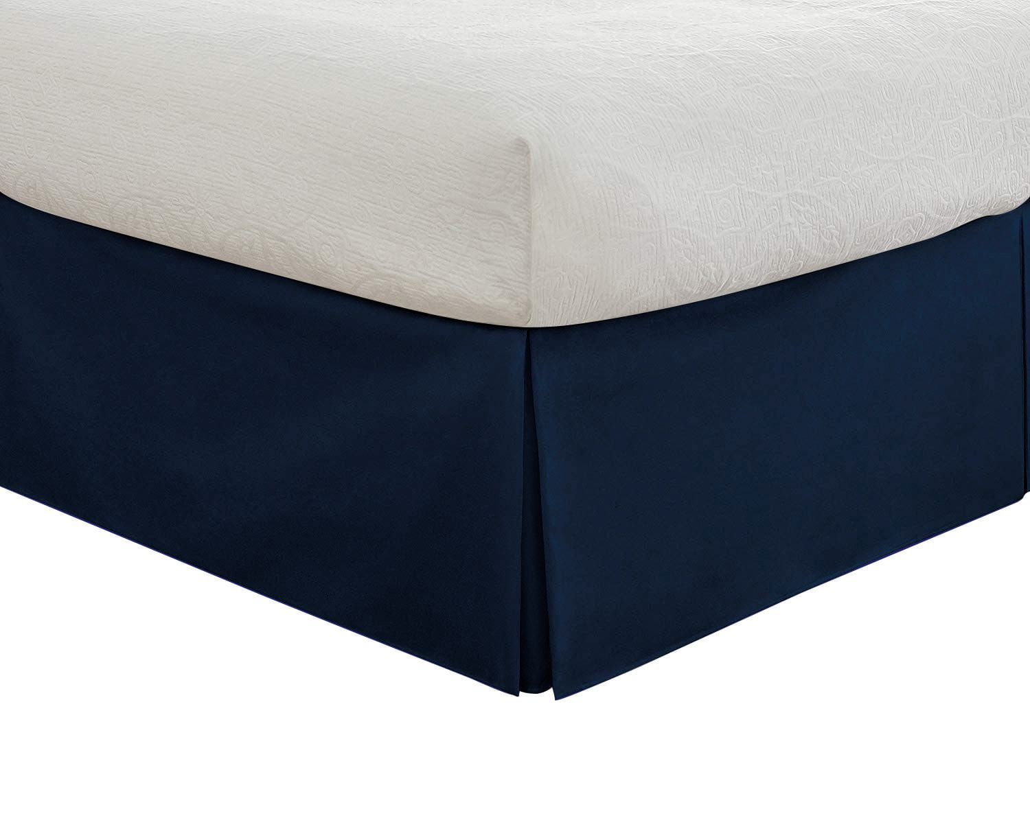 D.N.G. BEDDINGS 1 Piece Split Corner Tailored Bed Skirt, 10 Inch Deep Pocket, 800 Thread Cotton 100% Egyptian Cotton, Twin XL Size (39" x 80") Inch, Solid Navy Blue