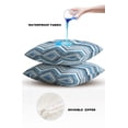 thumbnail image 4 of Pack of 2 Outdoor Pillow Covers, Northern Europe Blue Geometric Wave Stripes Waterproof Square Throw Pillowcase Cushion Decorative Pillow Covers for Couch Patio Tent, 20x20 in, 4 of 6