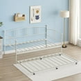 thumbnail image 7 of Jojoka Twin Size Metal Daybed with Trundle, Day Bed with 6 Casters Pullout Trundle, Steel Slat Support Sofa Bed Frame for Small Space, Guest Room, Bedroom, Living Room, Apartment, White, 7 of 7