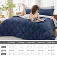 thumbnail image 5 of Sasttie 7 Pieces Queen Comforter Set, Reversible Bed in a Bag, All Season Bedding Set with Comforter, Flat Sheet, Fitted Sheet, Pillowcases & Shams, Navy & Light Grey, 5 of 10