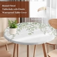 thumbnail image 4 of Eucalyptus Leaves Round Tablecloth, Fitted Table Cover with Elastic for 36"-44" Round Tables, Summer Country Leaves Natural Plants Table Cloth Outdoor Indoor Dinning Party Waterproof Tablecloths, 4 of 7