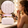 thumbnail image 4 of Large Makeup Bag for Women, Floral Cosmetic Pouch with Bow Detail, Travel Toiletry Bag for Skincare & Beauty Essentials, Zippered Organizer for Vanity & Bathroom Countertop, 4 of 5