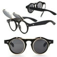 thumbnail image 5 of Lunettes de Soleil Gothiques Steampunk Rétro à Tige Ronde Rétro Noires, 5 of 5