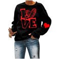 thumbnail image 4 of RKSTN Chandail de la Saint-Valentin pour Femmes, Chandail Uni Imprimé de Cœurs, Col Rond, Manches Longues, Coupe Ample, Chemisier, Hauts, 4 of 6