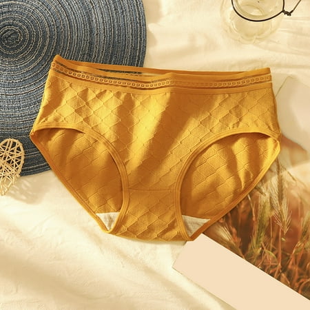

Aayomet Women Underwear Waist Of Pure Cotton Underwear Women Contracted Comfortable Breathable Fork Girls Briefs Yellow XL