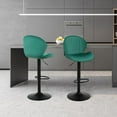 thumbnail image 7 of Modern Bar Stools Set of 3, Velvet Height Adjustable Swivel Barstools, Armless Kitchen Island Counter Chairs with Back & Footrest, Green, 7 of 7