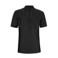 thumbnail image 2 of Mens Polo Shirts V Neck Tie Short Sleeve Solid Color Montage Mens Clothing,Black,L, 2 of 2