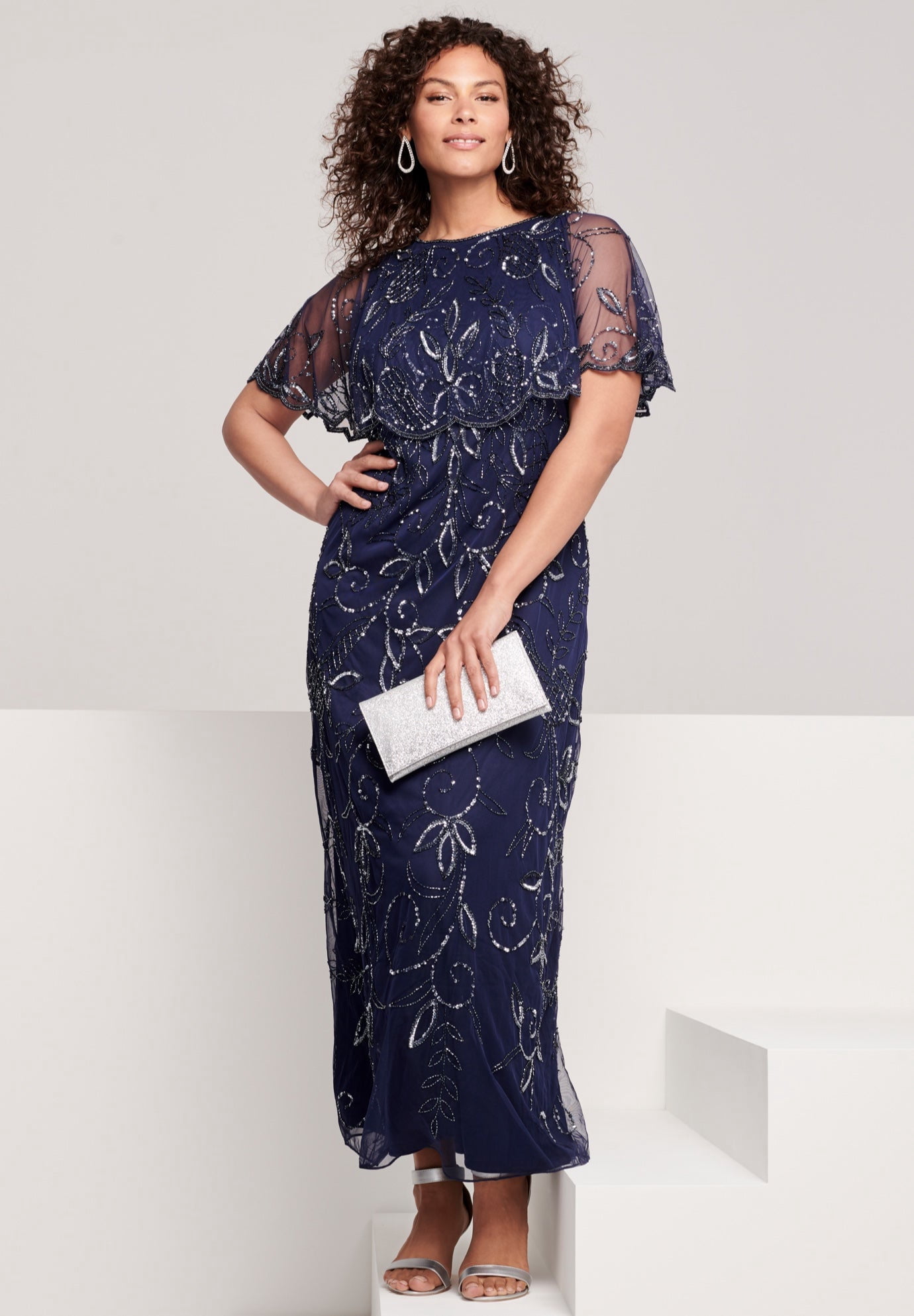 Roamans Womens Plus Size Beaded Capelet Maxi Gown Kosovo | Ubuy