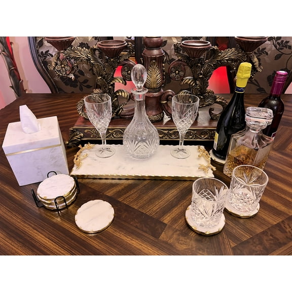 Natural White MARBLE TRAY WITH HANDLE