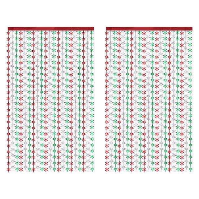 Cortinas con flecos de papel de aluminio de copo de nieve, 2 uds., 1x2m, cortinas metálicas brillantes, decoración de fiesta, decoración de fotomatón
