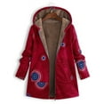 thumbnail image 2 of Lyinloo Womens Winter Warm Outwear Print Hooded Pockets Vintage Oversize Coats Red XXXXL, 2 of 5