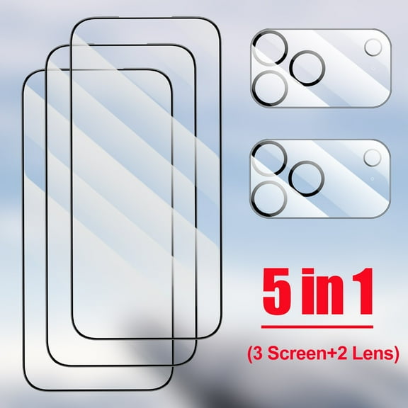 Elegant Choise 5x Tempered Glass Screen Protector & Lens Protectors for iPhone 17/ 17 Air/ 17 Pro/ 17 Pro Max, Clear
