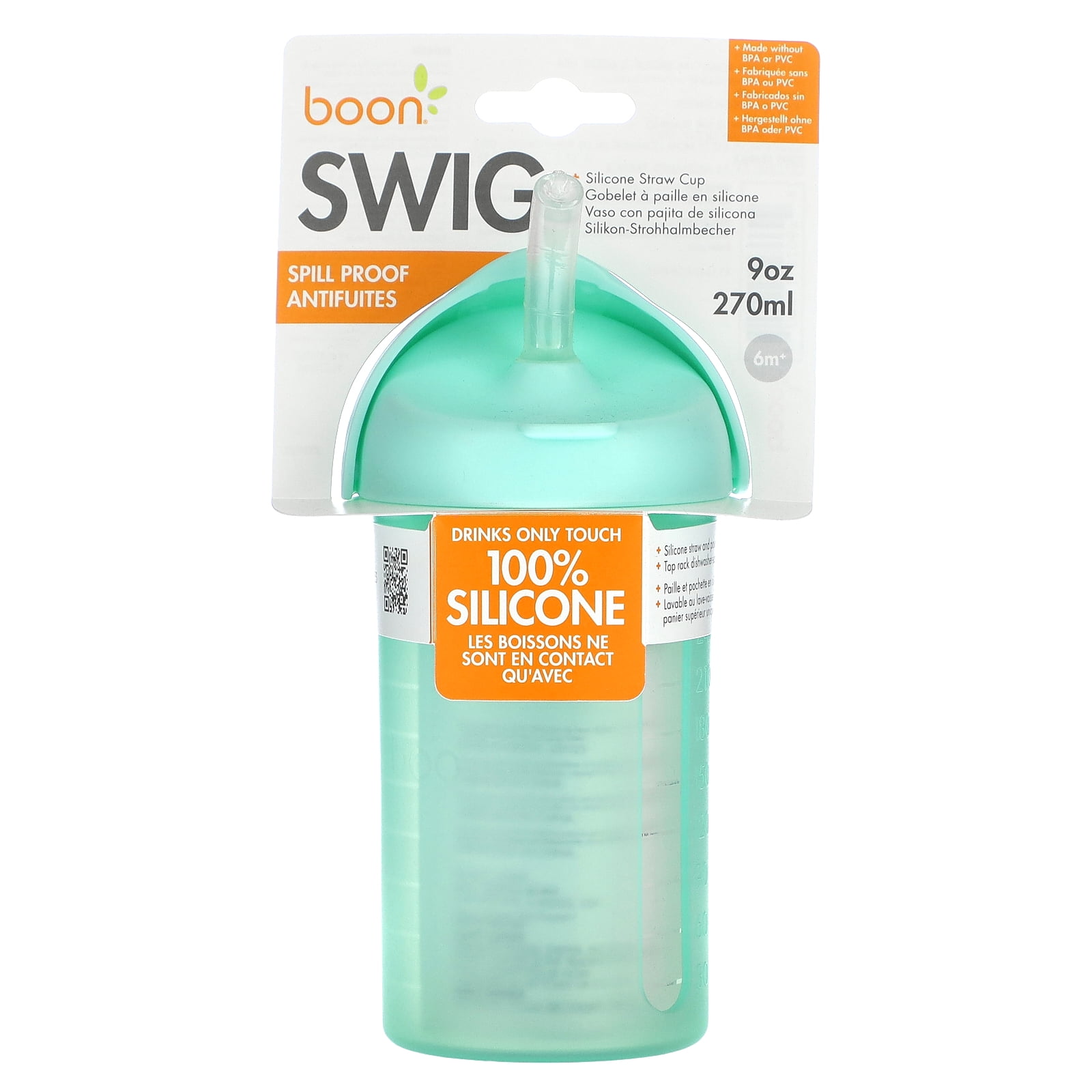 Boon Swig, Silicone Straw Cup, 6 Months+, Mint , 9 oz (270 ml)