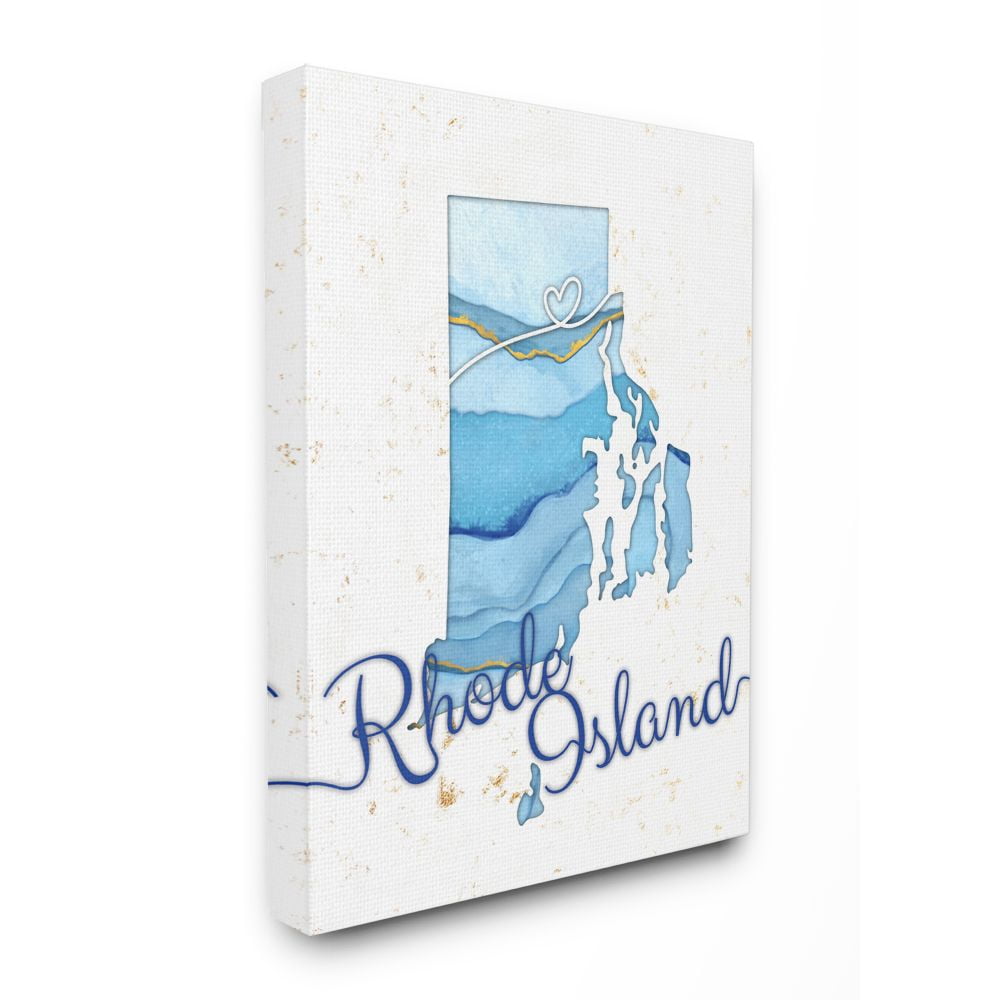 Stupell Industries Rhode Island Agate Blue US State Design Canvas Wall Art by Ziwei Li