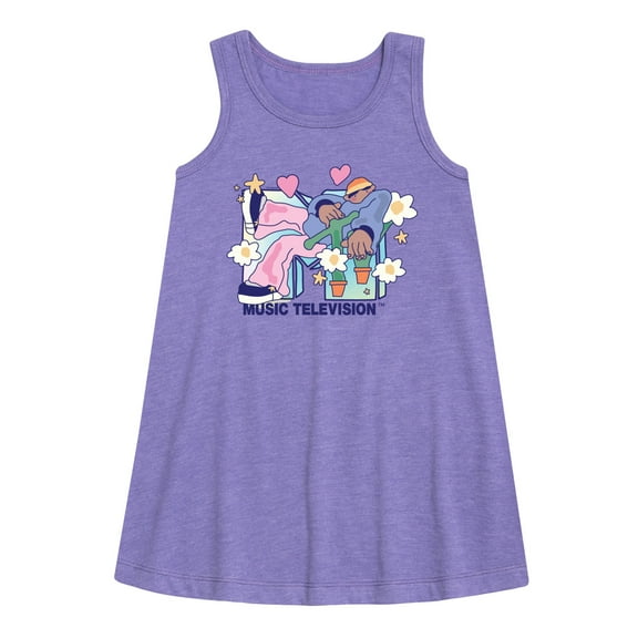 MTV - Funky Flower Dude - Toddler & Youth Girls A-line Dress