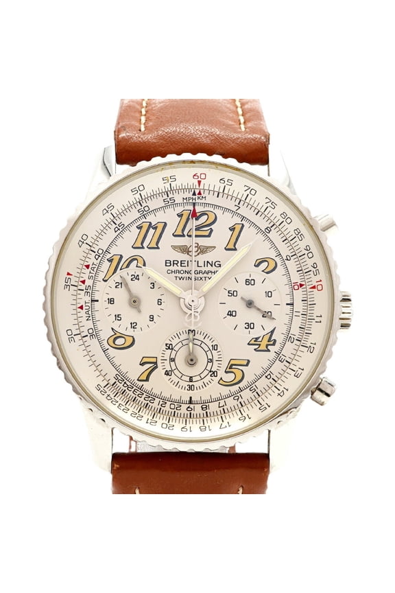 Pre-Owned Breitling Navitimer Twin Sixty A39022 Silver Dial Men's Watch