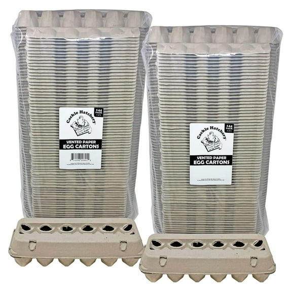 Vented Paper Pulp Egg Cartons Holds 1 Dozen Chicken Eggs (144 Pack)