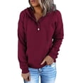 thumbnail image 1 of Hoodies for Women Sweatshirt Long Sleeve 1/4 Button Pullover  Purple, 1 of 3