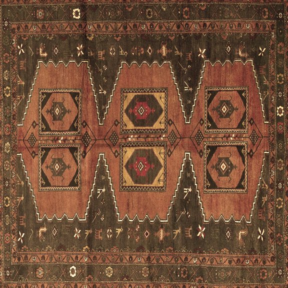 Ahgly Company Indoor Square Persian Brown Traditional Area Rugs, 3' Square