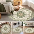 thumbnail image 5 of Sage Green Round Area Rug 4 FT, Non Slip Indoor Outdoor Rug, Southwest Tribal Antique Boho-Chic Farmhouse Washable Soft Circular Carpet Non-Shedding Floor Mat for Coffee Table Nursery Foyer Balcony, 5 of 8
