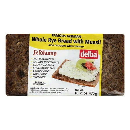 - Delba Whole Rye Bread with Muesli, 16.75 OZ (Pack of 12)