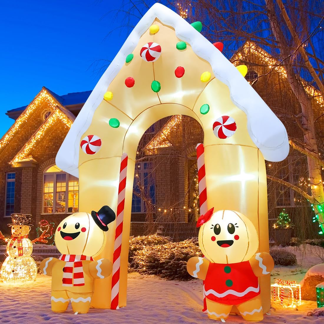 GOOSH 11.8 Ft. Gingerbread Inflatable Archway With LED Lights photo 2