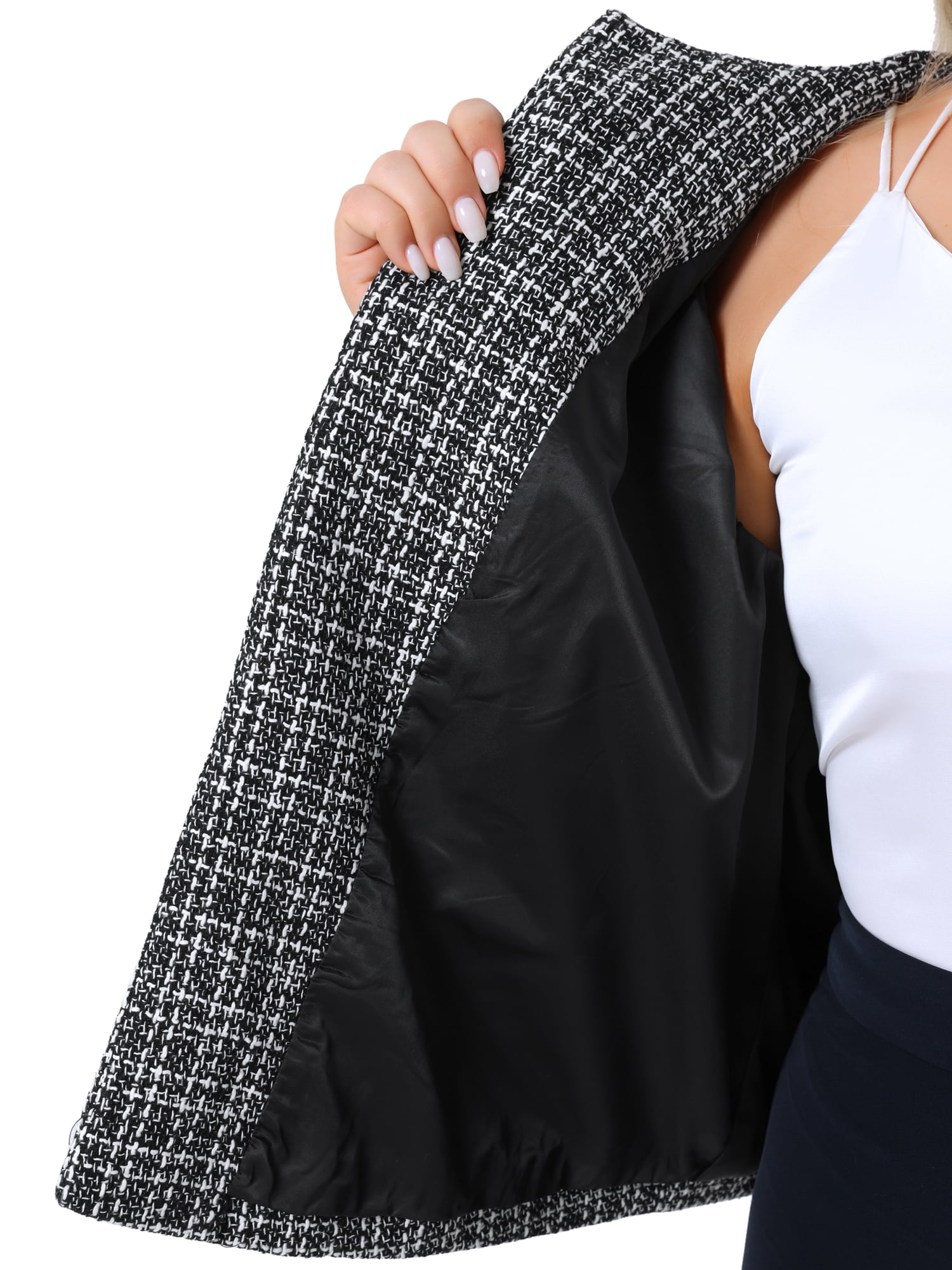 DARING DIVA Women's Plus Size Blazer Collarless Long Sleeve Open Front Jacket 1X Black
