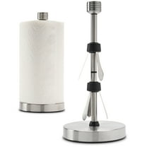 Dear Household Stainless Steel Paper Towel Holder Stand Designed for Easy One- Handed Operation - This Sturdy Weighted Paper Towel Holder Countertop Model Has Suction Cups and Holds Paper Towel Rolls