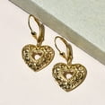 thumbnail image 4 of 14K Yellow Gold Plated Love Heart Drop Earrings for Women 925 Sterling Silver Leverback Filigree Jewelry Birthday Christmas Gifts for Women, 4 of 10