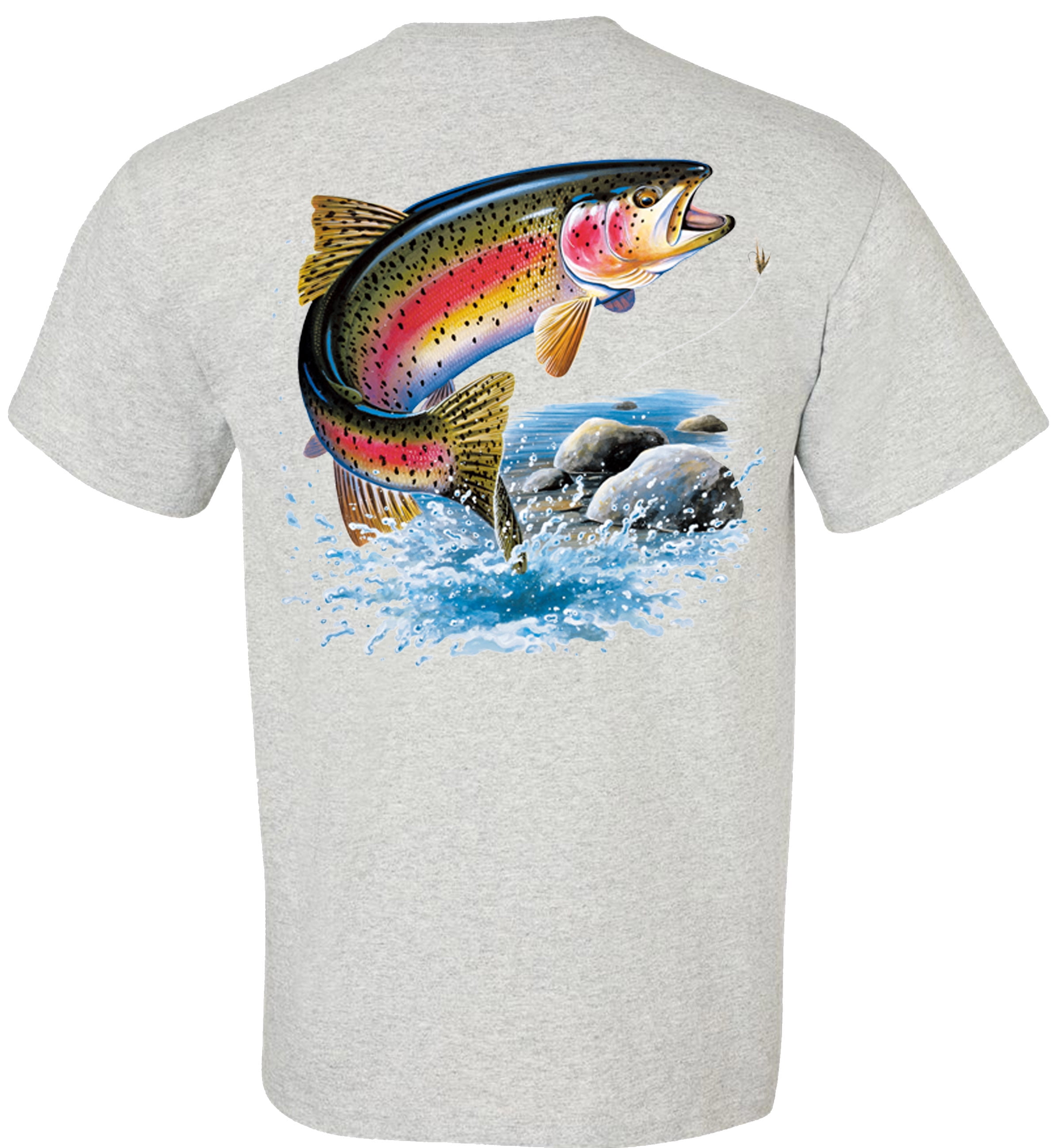 Fair Game Rainbow Trout Fishing T-Shirt, fly fishing, Fishing Graphic  Tee-White-XL 