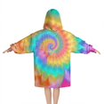 thumbnail image 2 of Colorful Tie Dye Mandala Pattern Blanket Hoodies for Kids 6-13YR Oversize Wearable Blanket Hoodies for Boys Girls Teens, 2 of 7
