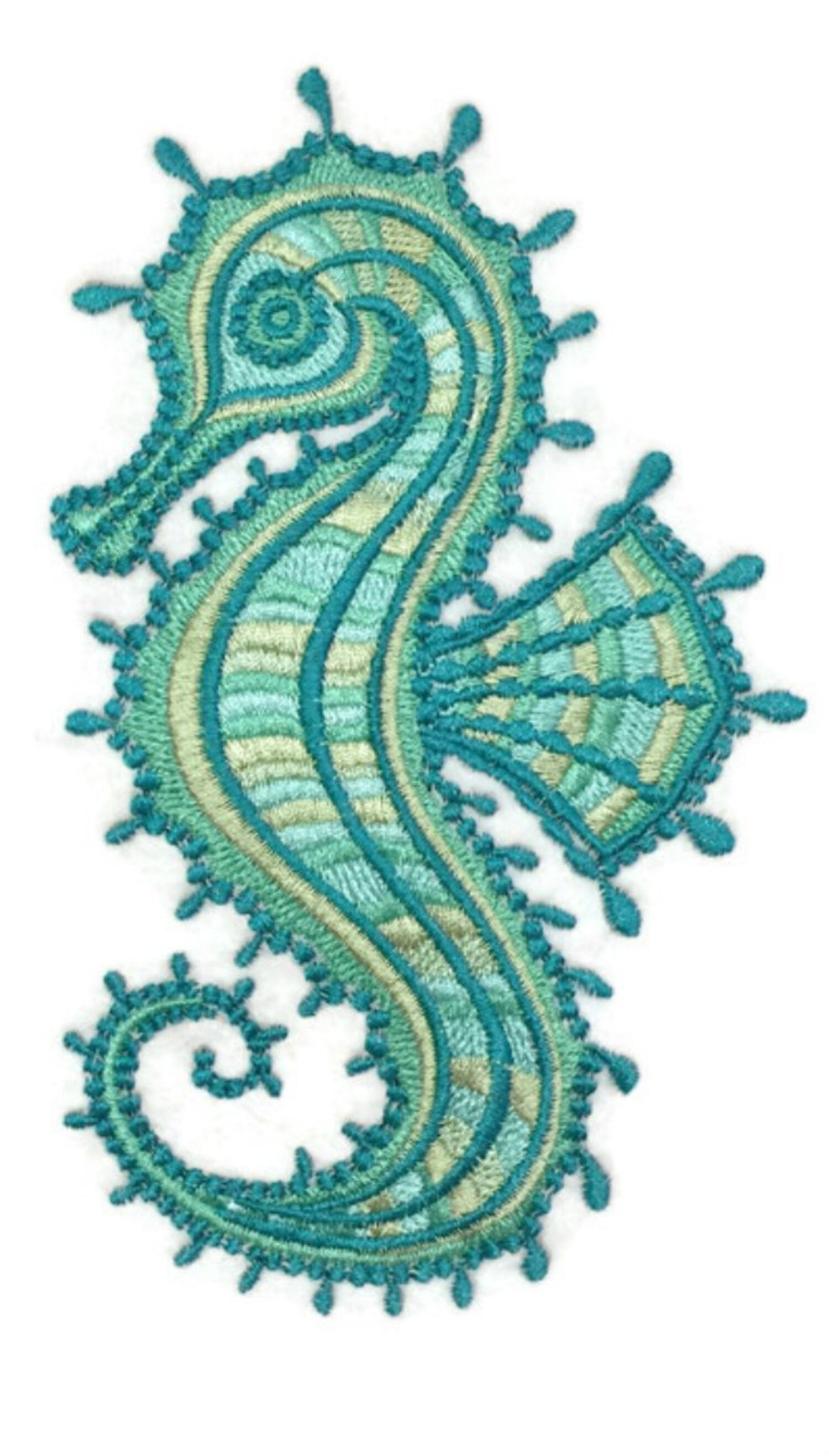 Sea dreams Seahorse Embroidered Iron On/Sew patch [6.88" x4"]