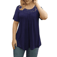 thumbnail image 2 of VERABENDI Women's Plus Size Tops Summer Short Sleeve Lady Tunic Shirts Lace Splicing Blouses,M-4XL, 2 of 6