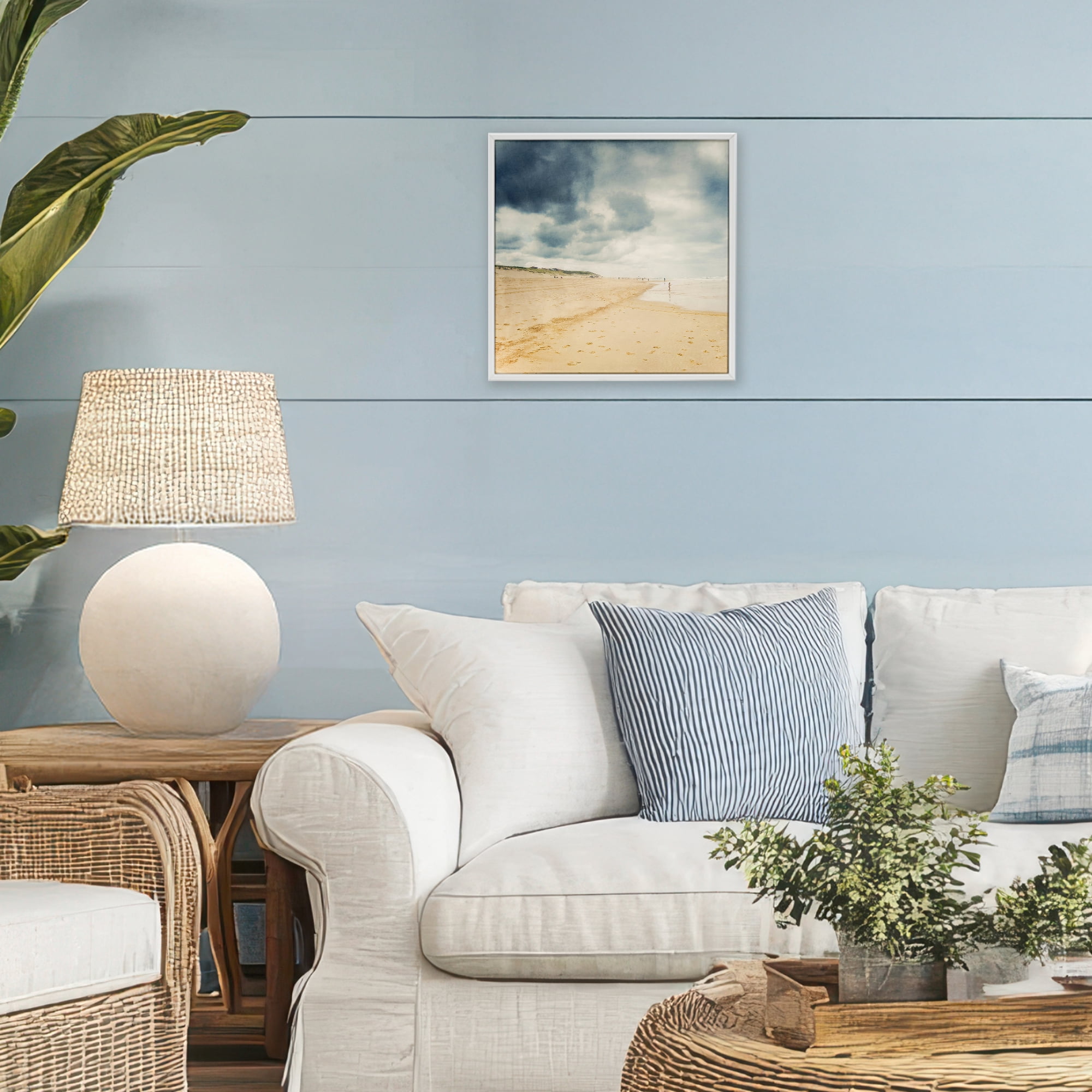 Stupell Industries Beach On A Cloudy Day White Framed Giclee Art, design by Dirk Wüstenhagen