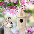 thumbnail image 3 of Casa de Pájaros de Madera, Casa de Pájaros Colgante para Exterior, Decoración de Jardín DIY para Wren Swallow Sparrow Colibrí Finch Throstle , Agujero circular Yinane casas de aves, 3 of 8